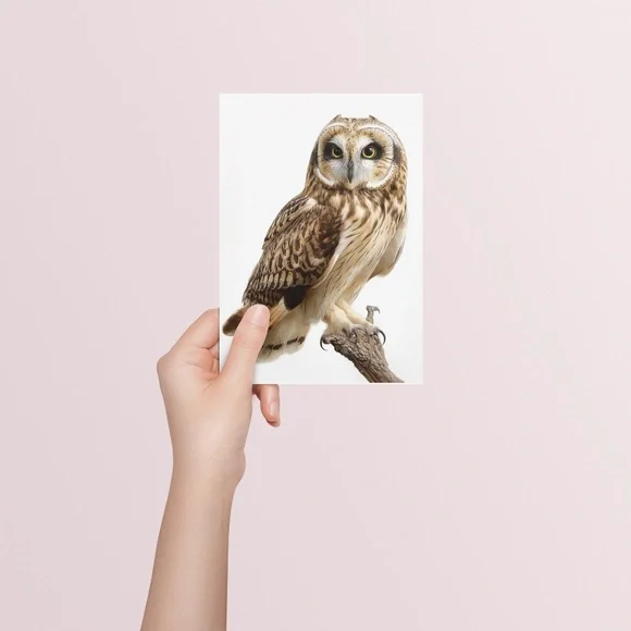 Watercolor Short-Eared Owl Portrait Wall Art Print, Unframed - Graceful Woodland - Picture 5 of 6